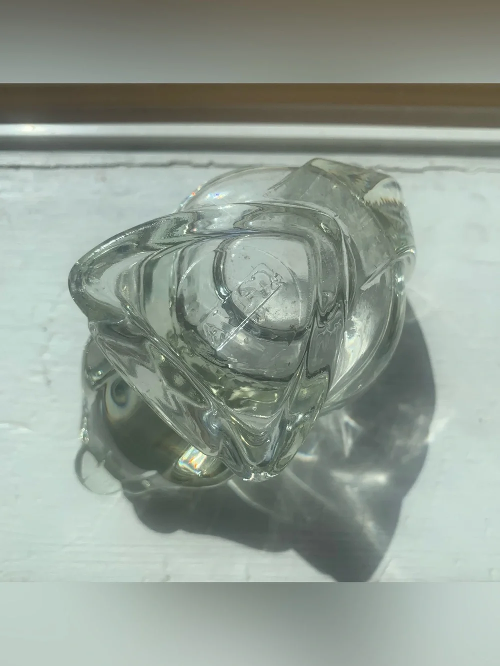 Adorable Vintage AVON clear glass chipmunk squirrel eating acorn candle holder
